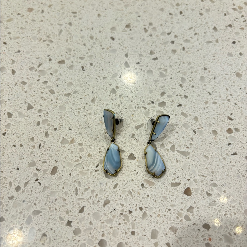 Kendra Scott Drop Earrings white blue two stones